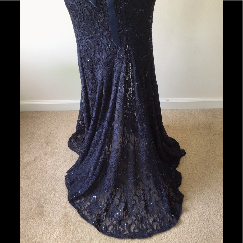 B. Darlin Navy Lace Mermaid Gown - Picture 4 of 12